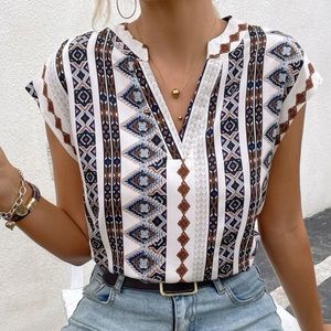 Aztec design sleeveless blouse